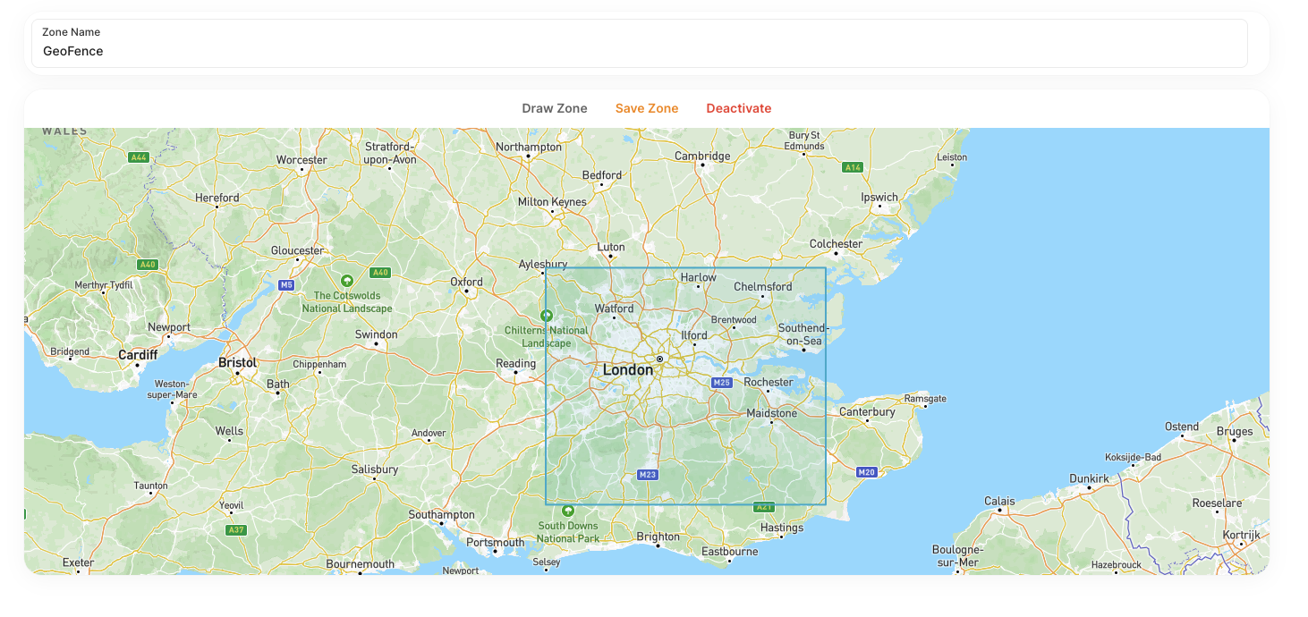 Edit geofence zone