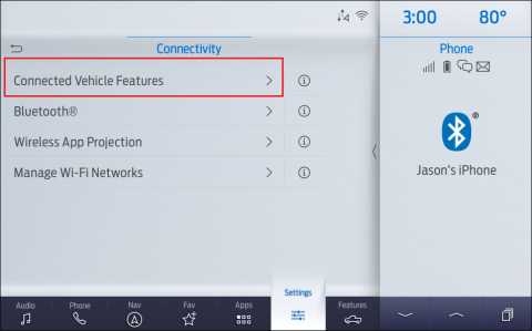 SYNC 4 connected vehicle features menu